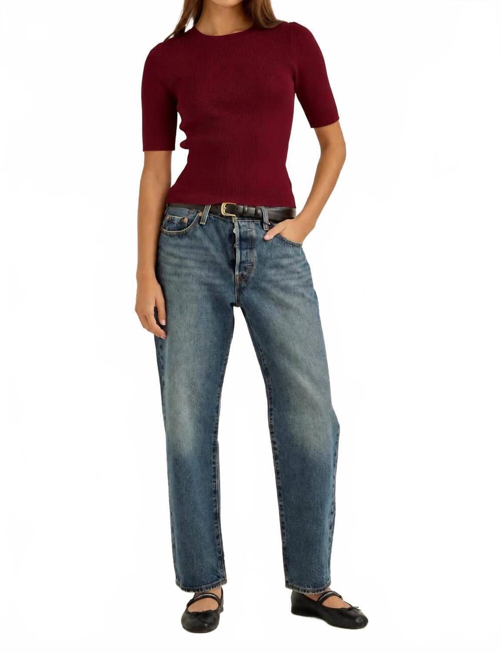 NEW PROMISE short sleeve sweater top in merlot